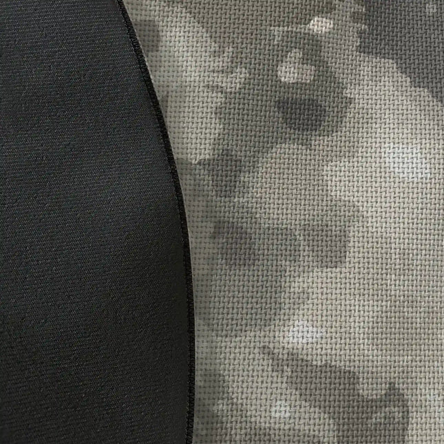 Close up of woven polyester material on midnight moon graphic round rug with Jet Black edge finish showing detailed lunar crater print texture